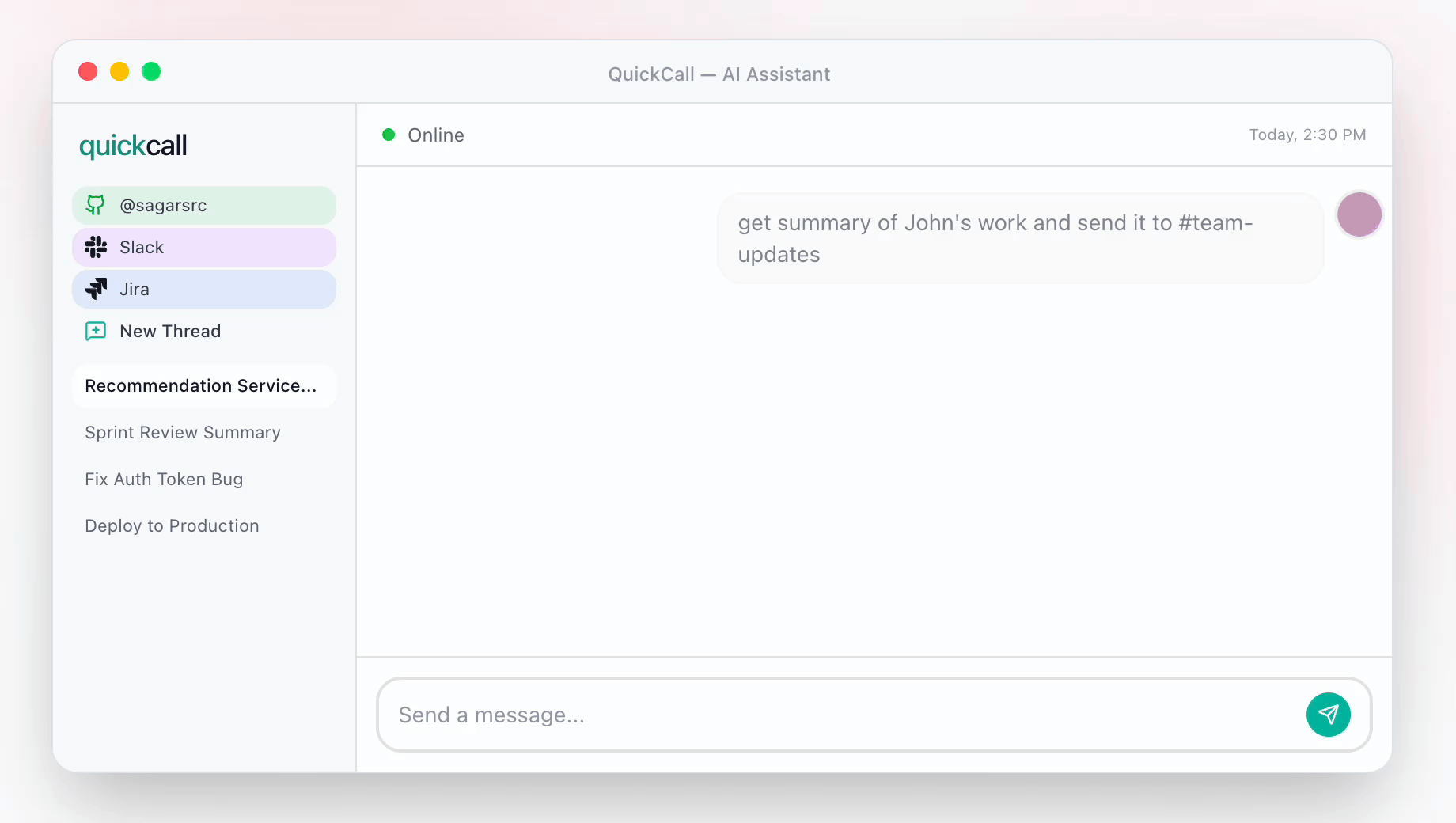 Quick Call in action